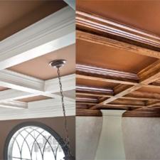 Wood glazing and graining before and after coffer ceiling
